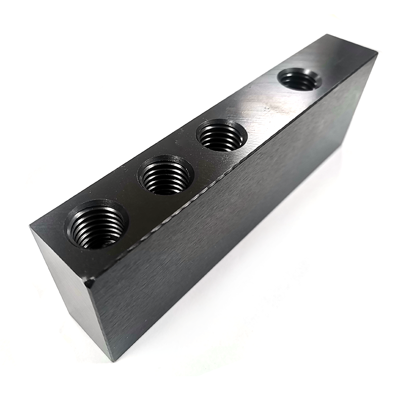 Custom CNC Machined Black Anodized Hydraulic and Pneumatic Manifolds