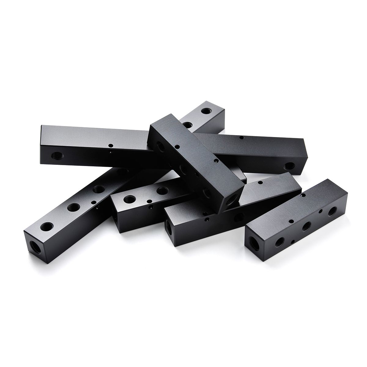 Cnc Aluminum Machining Parts Air Compressor Manifold, Aluminum Air Hose Inline Manifold Block Splitter