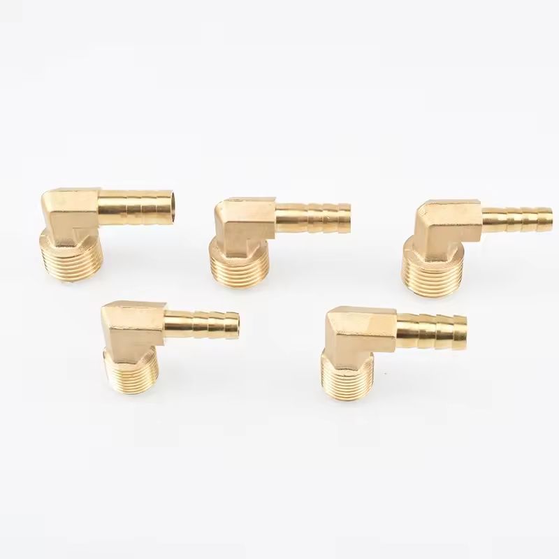 90 Degree Brass Barb Hose Elbow 14mm to G3/8 Male Pipe Adapter