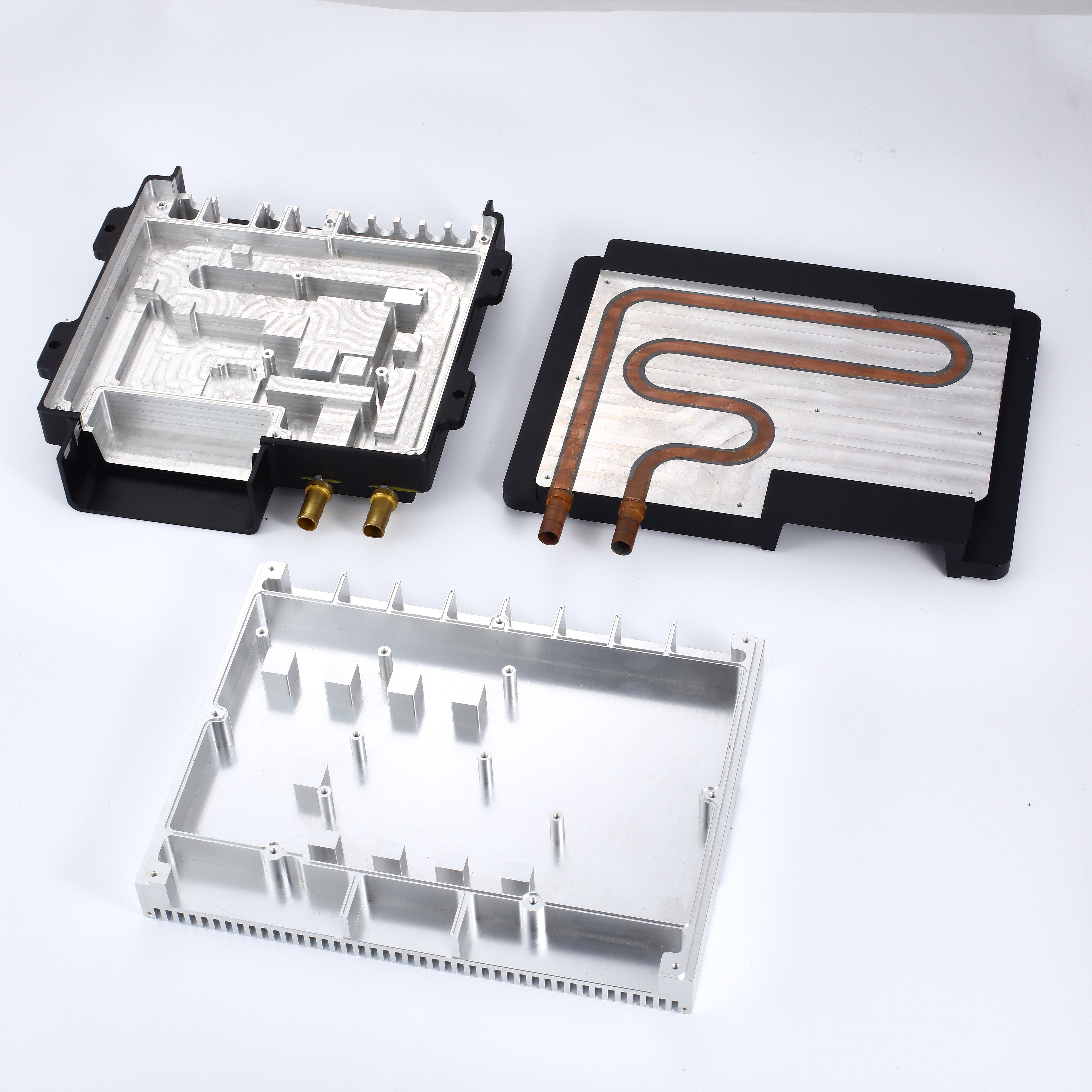Customized Aluminum Water Liquid Cooling Radiator Cold Plate CNC Machined Epoxy Bonded Copper Tube Profiled Radiator